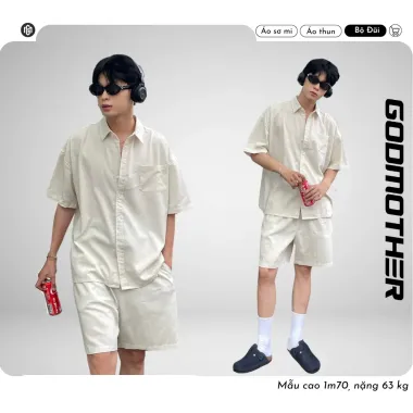 Đồ Bộ Nam GODMOTHER Set Đũi Cao Cấp - Áo Sơ Mi Cộc Tay Quần Đi Biển Mùa Hè Giá Cực Tốt 149k 3