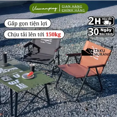 Ghế Kermit gấp gọn dã ngoại Takumaru - Khung thép carbon cao cấp, du lịch, cắm trại chỉ 430k