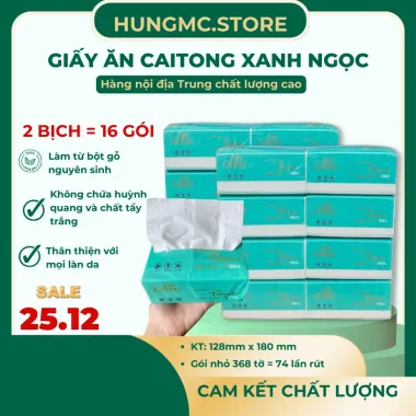 Giấy Rút Caitong Xanh 5 Lớp Siêu Dai - Giá Rẻ 110900đ [Combo 4 Bịch 32 Gói] Chất Lượng Cao 1