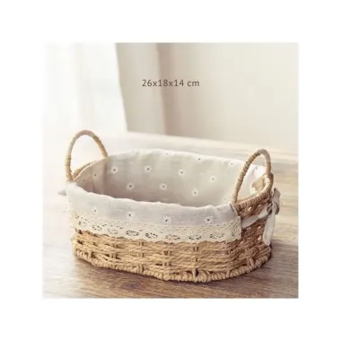 Giỏ Mây Đựng Mỹ Phẩm, Picnic - Lót Vải Hình Bầu Dục CÓ QUAI Decor Vintage Giá Tốt 112k 3