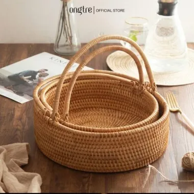 Giỏ Mây Đựng Mỹ Phẩm, Picnic - Lót Vải Hình Bầu Dục CÓ QUAI Decor Vintage Giá Tốt 112k 5