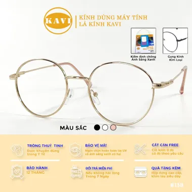 Gọng Kính Cận Nam Nữ Cao Cấp Anna - Tròng Kính Đổi Màu Chống Tia UV & Ánh Sáng Xanh Giá Rẻ 140k
