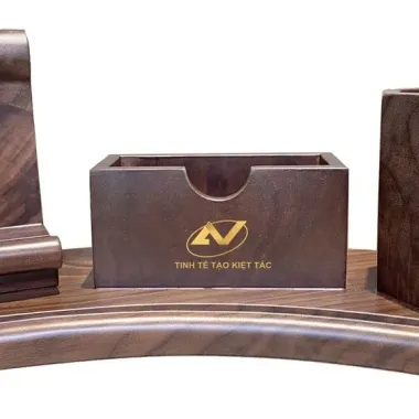 Hộp Bút Gỗ Óc Chó Mica - Sang Trọng Bền Đẹp Văn Phòng Quà Tặng Giảm Giá 3