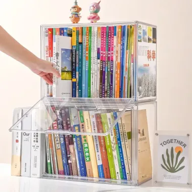 Hộp Đựng Sách Để Bàn Trong Suốt Cỡ Lớn Có Nắp Chống Bụi Tiện Lợi Giá 96900Đ