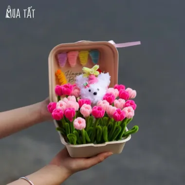 Hộp Hoa Tulip Kẽm Nhung Bã Mía - Mua Tất Giảm Sốc 20% Chỉ 20158đ