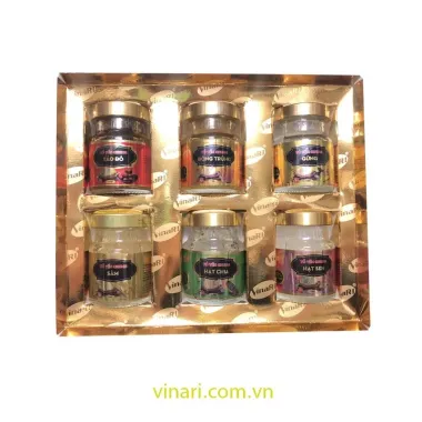 Hũ Yến Sào Khánh Hòa Chưng Sẵn Hạt Chia/ táo đỏ/ đông trùng/ gừng/ hạt sen - VinaRi 6 Hũ Yến Sào Khánh Hòa Chưng Sẵn Hạt Chia/ táo đỏ/ đông trùng/ gừng/ hạt sen - VinaRi 6