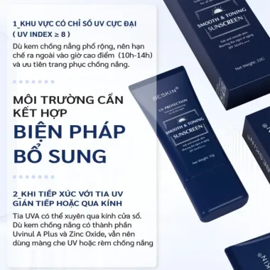 Kem Chống Nắng Beskin Smooth Toning SPF 50+ PA+++ 32g Giảm 209100 còn 170000đ