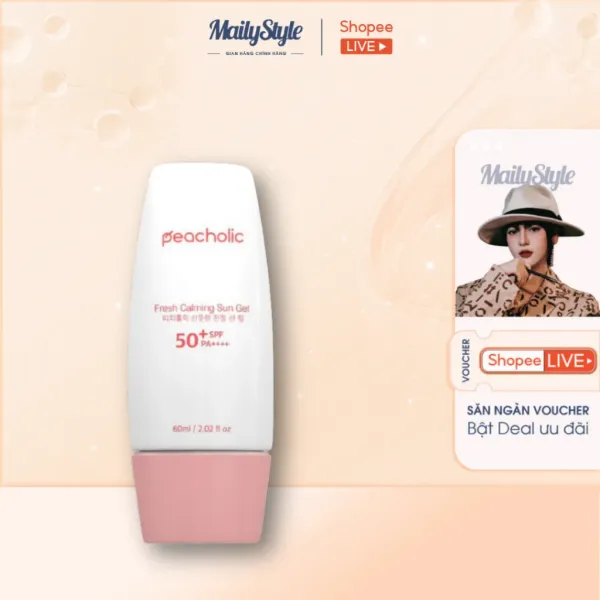 Hình ảnh sản phẩm Kem chống nắng Hàn Quốc Peacholic nâng tone Fresh Calming Sun Gel SPF50 giá rẻ 395k