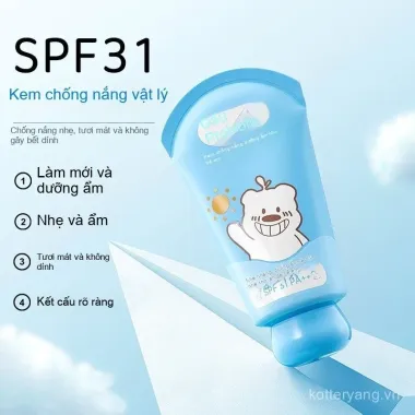 Kem chống nắng trẻ em SPF31+++ không cay mắt, không cồn, giá 110k - Dưỡng ẩm mịn da cho bé yêu