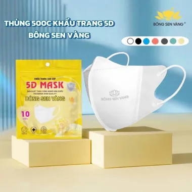 Khẩu Trang 5D Bông Sen Vàng 3 Lớp Chất Lượng Cao Giảm Giá Cực Sốc Còn 159k 1