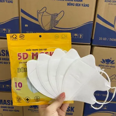Khẩu Trang 5D Bông Sen Vàng 3 Lớp Chất Lượng Cao Giảm Giá Cực Sốc Còn 159k 3