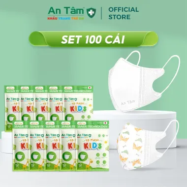 Khẩu trang y tế kháng khuẩn trẻ em An Tâm 5D MASK KID - Bảo vệ tối ưu, giá chỉ 55.000đ/set 100 cái 1