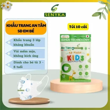 Khẩu trang y tế kháng khuẩn trẻ em An Tâm 5D MASK KID - Bảo vệ tối ưu, giá chỉ 55.000đ/set 100 cái 5