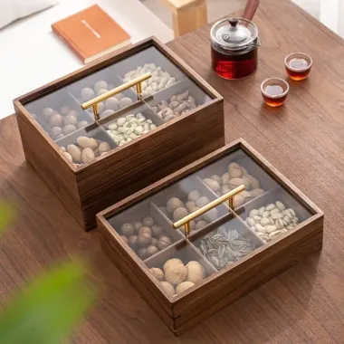 Khay Đựng Bánh Kẹo Mứt Tết Gỗ Óc Chó Cao Cấp 6 Ngăn 4 Ngăn Sang Trọng Giá Rẻ 6
