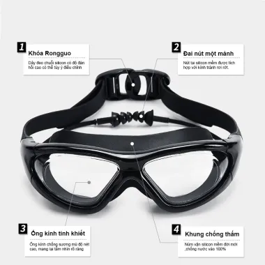 Kính Bơi Chống Sương Mù Unisex - Khung Lớn - Đào Tạo Chuyên Nghiệp Giá 108900đ 1