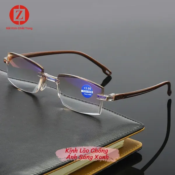 Hình ảnh sản phẩm Kính Lão Vuông Nhỏ Gọng Kim Loại Cao Cấp - Đọc Sách Viễn Thị +0.75 đến +4.0 Giá Tốt 102000đ
