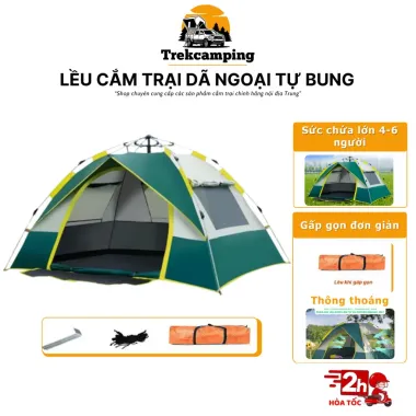 Lều Cắm Trại Tự Bung 4-6 Người Chống Nước Gấp Gọn Dễ Dùng Du Lịch Giá Tốt 529k 3