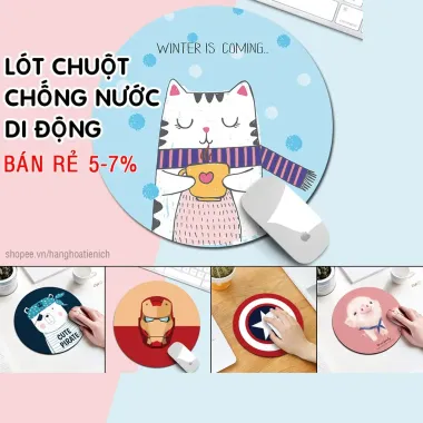 Lót Chuột Di Động Hình Tròn 20x20cm - Pad Chuột Siêu Bám Chống Nước Giá Rẻ 9900đ