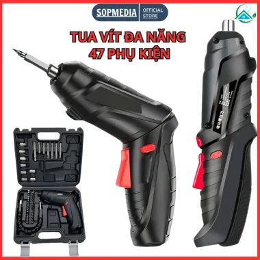 Máy khoan vít cầm tay đa năng 47 phụ kiện, pin sạc, 2 chiều giá rẻ chỉ 132390đ 1