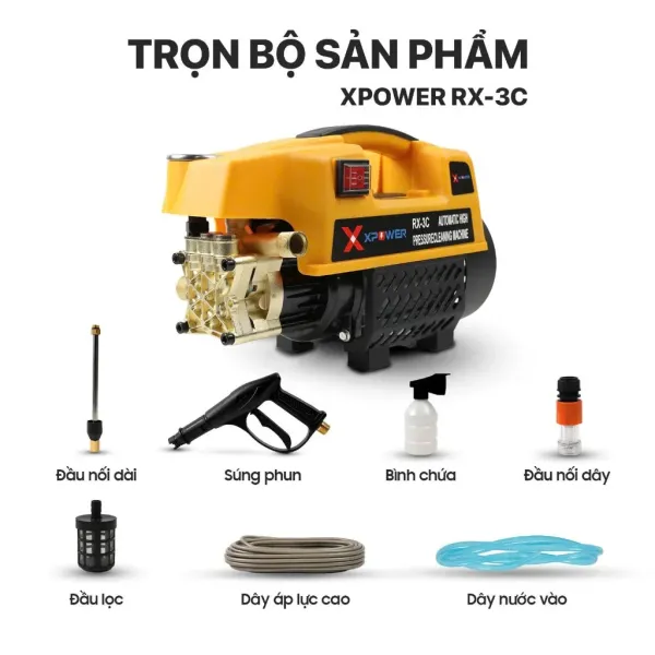 Hình ảnh sản phẩm Máy xịt rửa xe áp lực cao 3800W XPOWER RX-3C tặng bình bọt tuyết chỉ 979k
