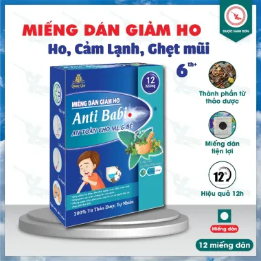 Miếng Dán Ho Thảo Dược Anti Babi Giảm Ho, Long Đờm, Cảm Lạnh Hiệu Quả Giá 135k/Hộp 12 Miếng