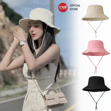 Mũ Bucket Nón Tai Bèo tua rua đi biển du lịch thời trang nữ Rách Viền Vành Cụp Thời Trang Hàn Quốc 1 Mũ Bucket Nón Tai Bèo tua rua đi biển du lịch thời trang nữ Rách Viền Vành Cụp Thời Trang Hàn Quốc 1