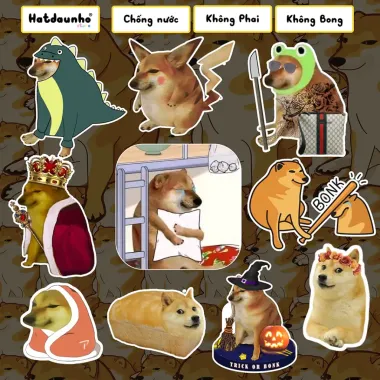 Nhãn dán Cheems Doge Meme Chó Vui Nhộn chống nước - Dán bàn học, mũ bảo hiểm - Giá chỉ 24k! 6 Nhãn dán Cheems Doge Meme Chó Vui Nhộn chống nước - Dán bàn học, mũ bảo hiểm - Giá chỉ 24k! 6
