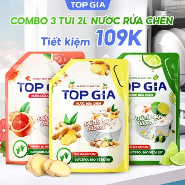 Nước Rửa Chén Thiên Nhiên TOPGIA Chanh Bưởi Gừng - Đánh Bay Dầu Mỡ, An Toàn Cho Gia Đình, Giá 39k 5
