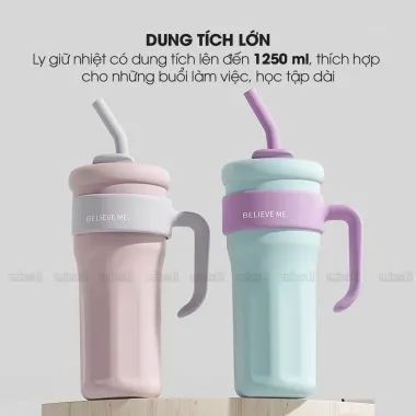 Nước Uống Đôi Dung Tích Lớn Có Ống Hút Thép Không Gỉ 316 Gốm Bên Trong Nồi Giữ Nhiệt Cốc Di Động Gắn Trên Xe Di Động 6