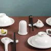 Ống đựng tăm tròn có nắp Long Phương - Hũ đựng tiện dụng bằng sứ trắng cao cấp - Phụ kiện bàn ăn