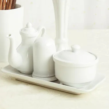 Ống đựng tăm tròn có nắp Long Phương - Hũ đựng tiện dụng bằng sứ trắng cao cấp - Phụ kiện bàn ăn 5