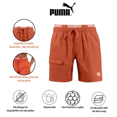 Quần Short Bơi PUMA Nam Giảm Giá - Quần Thể Thao Nam Có Logo Puma Swim Utility Mid Short Chất Lượng Cao Quần Short Bơi PUMA Nam Giảm Giá - Quần Thể Thao Nam Có Logo Puma Swim Utility Mid Short Chất Lượng Cao