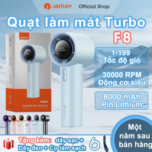 Hình ảnh sản phẩm Quạt Cầm Tay Mini Tích Điện JAMAY 199 Tốc Độ Gió Mạnh Không Ồn - Bảo Hành 6 Tháng