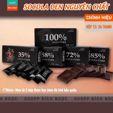 Socola Đen Nguyên Chất Không Đường Giảm Cân, Ăn Kiêng YIKANONG 100% Ca Cao - 12600đ/hộp 24 cái