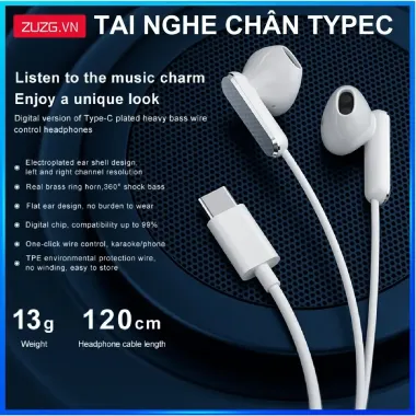Tai nghe Type C Android E16T chống ồn đàm thoại tốt giá rẻ chỉ 99000đ