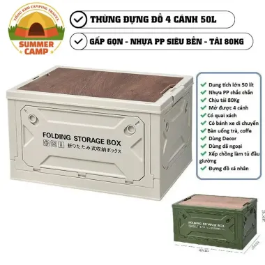 Thùng Đựng Đồ 50L Kèm Bàn - Ldeal Cho Camping, Đầu Giường & Pha Cà Phê - Giảm 450.000 còn 355.000 Thùng Đựng Đồ 50L Kèm Bàn - Ldeal Cho Camping, Đầu Giường & Pha Cà Phê - Giảm 450.000 còn 355.000