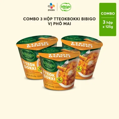 [Tiết kiệm] Combo 3 hộp Bánh gạo Tokbokki đủ vị Phô mai, Cay ngọt & Cay (125g x 3) - Dẻo dai đậm đà 1