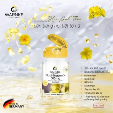Tinh Dầu Hoa Anh Thảo Warnke Nachtkerzenöl 500mg Hỗ Trợ Cân Bằng Nội Tiết Tố Nữ, Giảm Đau Bụng Kinh Và Hỗ Trợ Làm Đẹp Da