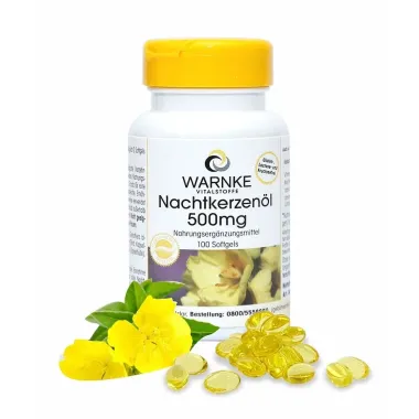 Tinh Dầu Hoa Anh Thảo Warnke Nachtkerzenöl 500mg Hỗ Trợ Cân Bằng Nội Tiết Tố Nữ, Giảm Đau Bụng Kinh Và Hỗ Trợ Làm Đẹp Da