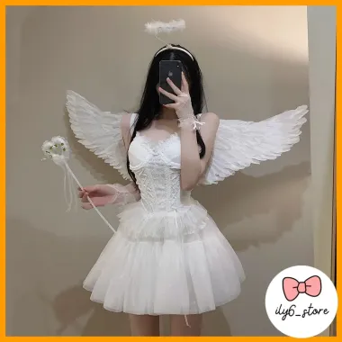 Trang Phục Công Chúa Halloween Cho Bé Gái - COS Lông Thiên Thần Trắng Giảm Giá 251640đ 1