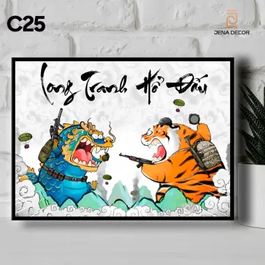Tranh Vô Tri Long Hổ Đấu Giá Rẻ 99000đ - Chất Liệu Tráng Gương Cao Cấp 1