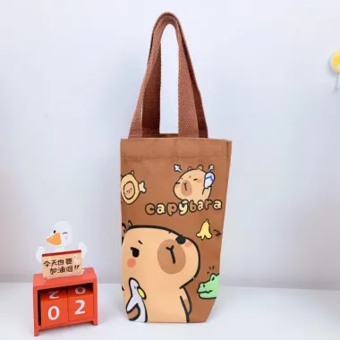 Túi Đựng Cốc ELO11 Capybara Hoạt Hình - Vỏ Chai Nước Canvas Chống Trầy Xước Giá Shock 59K! 3