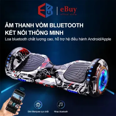 Xe cân bằng thông minh, bánh 10 inch, kết nối Bluetooth phát nhạc đèn LED có tay cầm hiện đại, BH 12 tháng 5