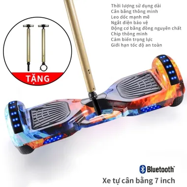 Xe cân bằng thông minh, bánh 10 inch, kết nối Bluetooth phát nhạc đèn LED có tay cầm hiện đại, BH 12 tháng 6