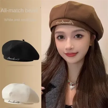 Beret nữ len thêu chữ trơn, xu hướng thu đông, du lịch, giá chỉ 82305đ