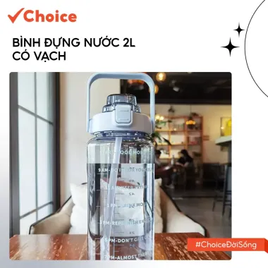Bình Đựng Nước 2L Cute Chất Liệu Nhựa Cao Cấp Có Vạch Tiện Dụng Giá Rẻ 41k Thay Vì 51k