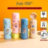 Bình nước giữ nhiệt 400ml có ống hút tặng kèm Sticker chất liệu lõi thủy tinh bọc nhựa cách nhiệt BN23