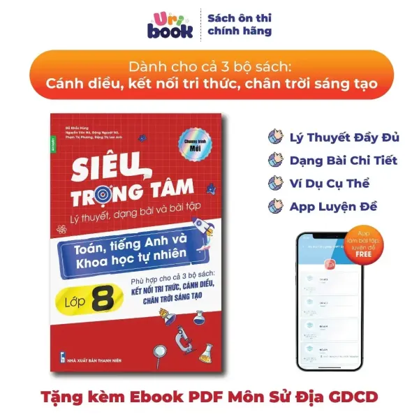 Hình ảnh sản phẩm (Chương Trình Mới) Lớp 8- Sách Siêu trọng tâm Toán, Anh, KHTN lớp 8 dùng chung cho cả 3 bộ Kết nối, Chân trời, Cánh diều