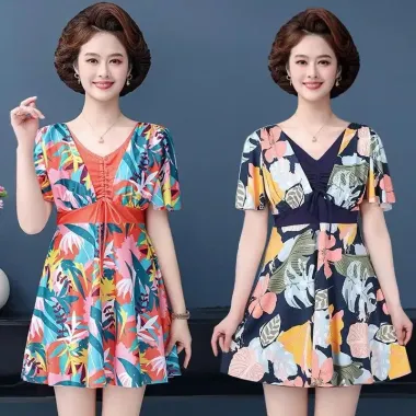 Đồ Bơi Nữ Trung Niên Váy Liền Hoa Sang Trọng - Che Bụng Tôn Dáng Giá CỰC SỐC 199k