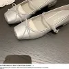 Giày Mary Jane Gót Dày Phong Cách Pháp Màu Bạc Cute - Ưu Đãi Chỉ 320k